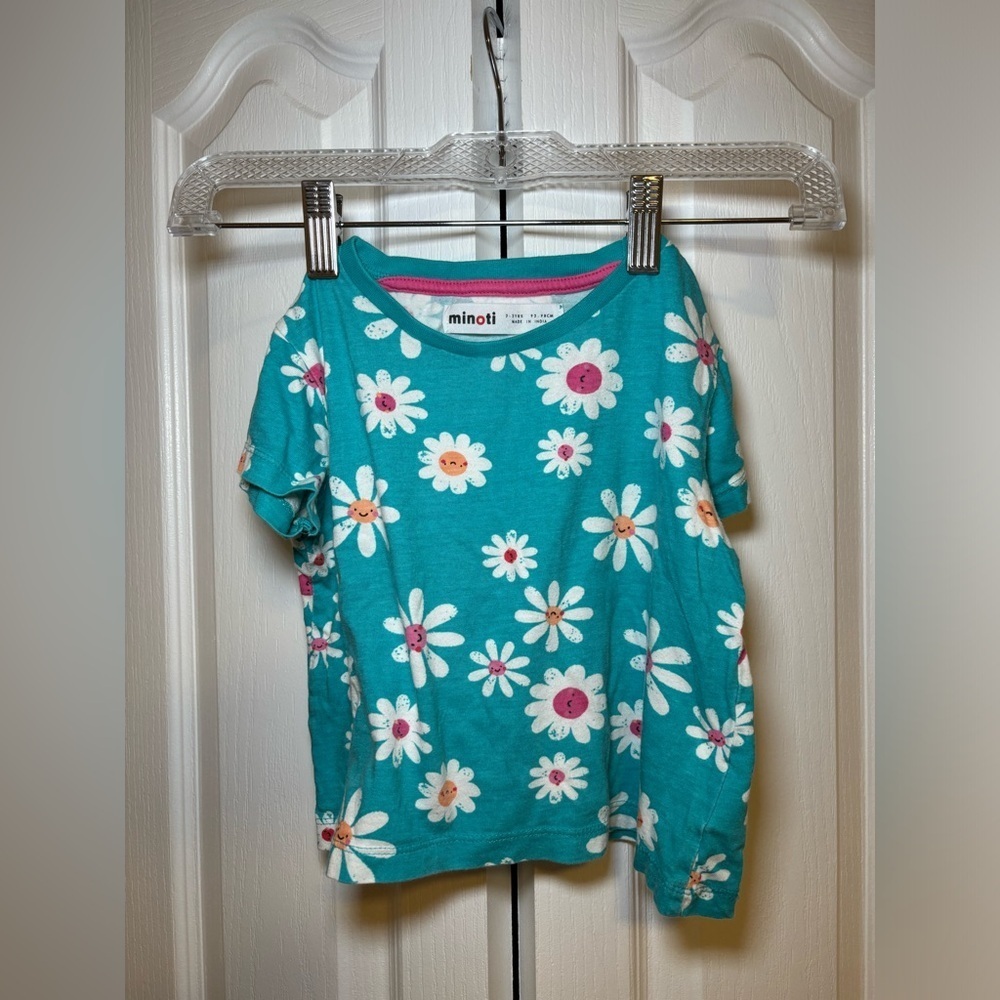 Minoti - Winter Pyjama 2 Piece Set Teal Floral Kids Shirt and Pants in Size 2-3Y